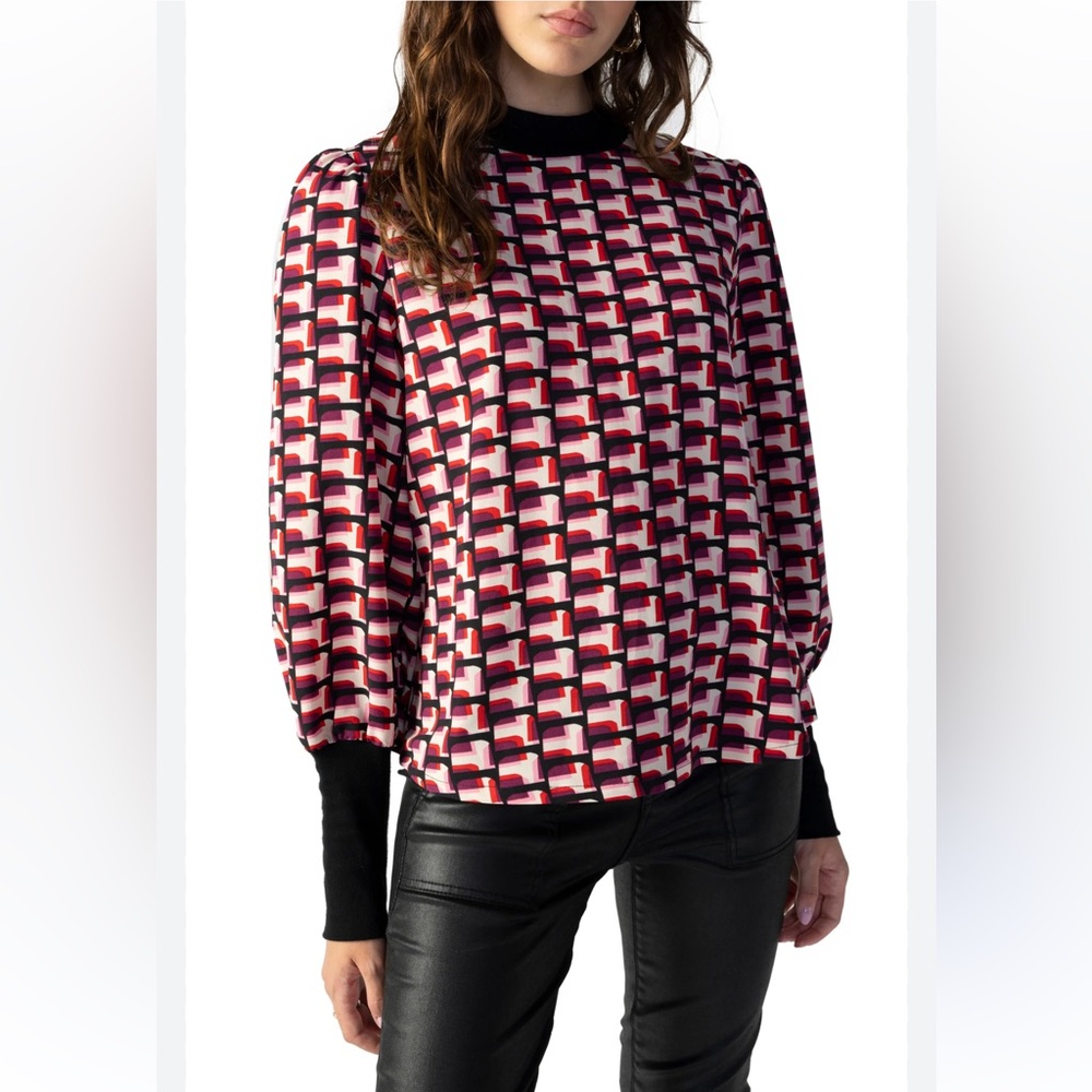 SANCTUARY Print Mixed Media Top in Night View small